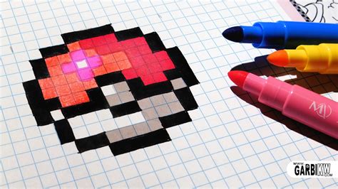 Handmade Pixel Art - How To Draw Easy Pokeball #pixelart