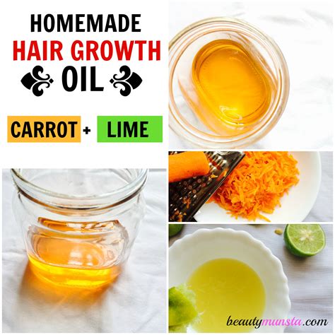 Carrot & Lime Homemade Hair Oil Recipe for Hair Growth - beautymunsta