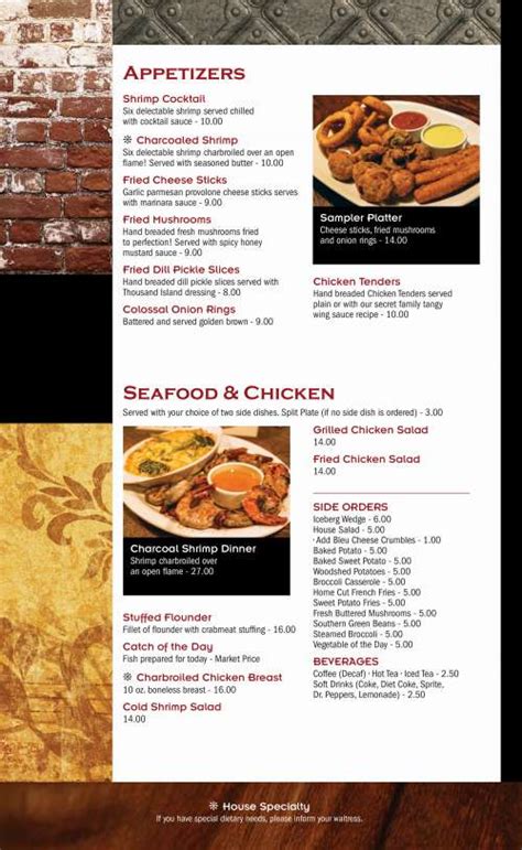 Ye Olde Steak House menu in Knoxville, Tennessee, USA