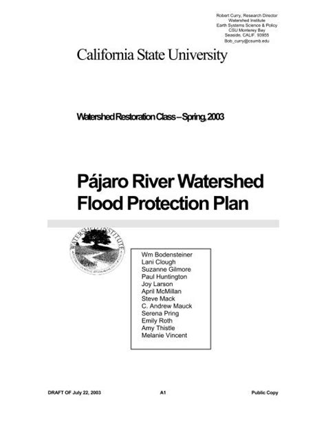 Pájaro River Watershed Flood Protection Plan - The Pajaro River ...