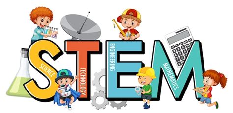 Free Vector | Stem education logo with many children cartoon character