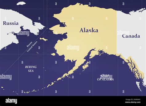 Russia Alaska Map - Simple Map Depicting the Maritime Boundary Between ...