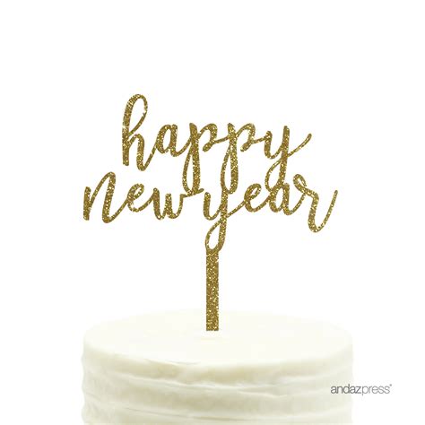 Gold Glitter Happy New Year Acrylic Cake Topper - Walmart.com