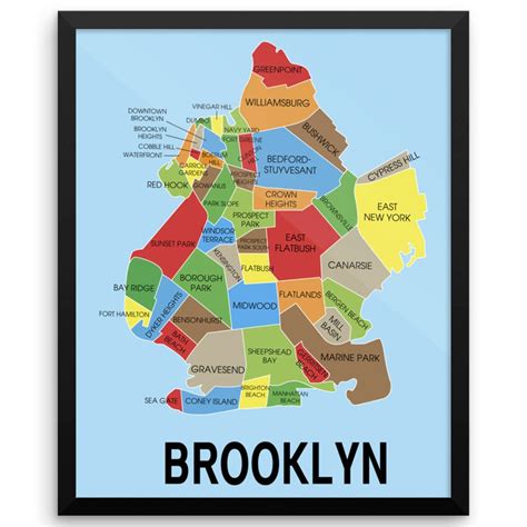 Neighborhood Map of Brooklyn New York Wall Art Print | The Pixel Prince | Brooklyn map, Brooklyn ...