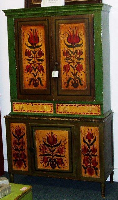 Antique Pennsylvania Dutch Cupboard with Hand Painted Flowers