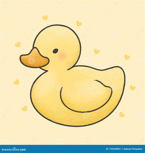 Cute Duck Cartoon Hand Drawn Style Stock Illustration - Illustration of ...