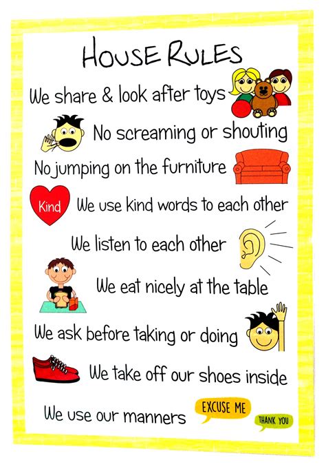 Kids Printable Visual House Rules