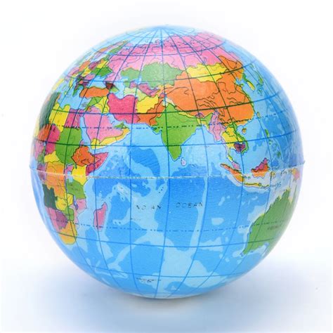 Brief Earth Globe Stress Relief Bouncy Foam Ball Kids World Geography ...