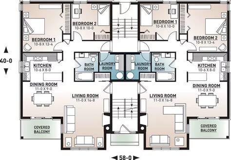 8 unit, 2 bedroom, 1 bathroom Modern Apartment House Plan 7855 - 7855