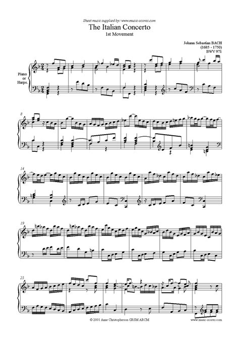 Bach. bwv971 Italian Concerto, 1st Movement classical sheet music