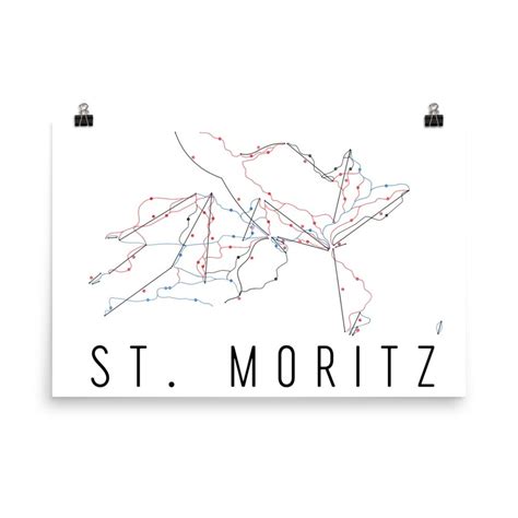 St. Moritz Ski Map Art, St. Moritz, Switzerland, Swiss, St. Moritz ...