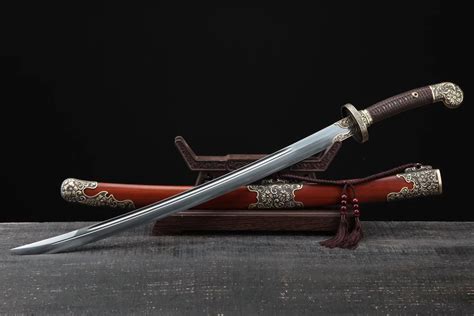 Qing dao sword,Damascus steel blade,MAHOGANY,Black brass fittings– Chinese Sword store