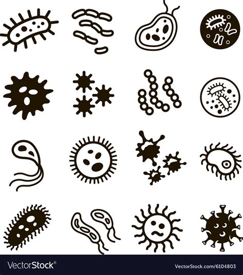 Bacteria superbug virus icons set Royalty Free Vector Image