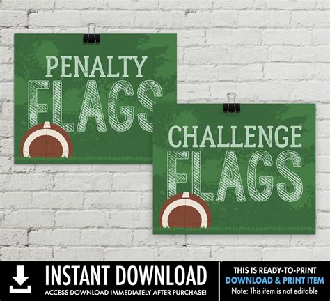 Football Penalty Flags & Challenge Flags 8 X 10 Signs Football Party, Football Decor Pre-typed ...