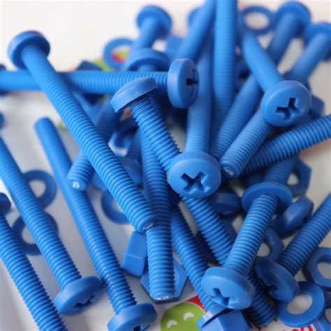 20x Blue Screws Plastic Nuts & Bolts, Washers, M6 x 60mm, Anti-Corrosion - Fasteners & Hardware