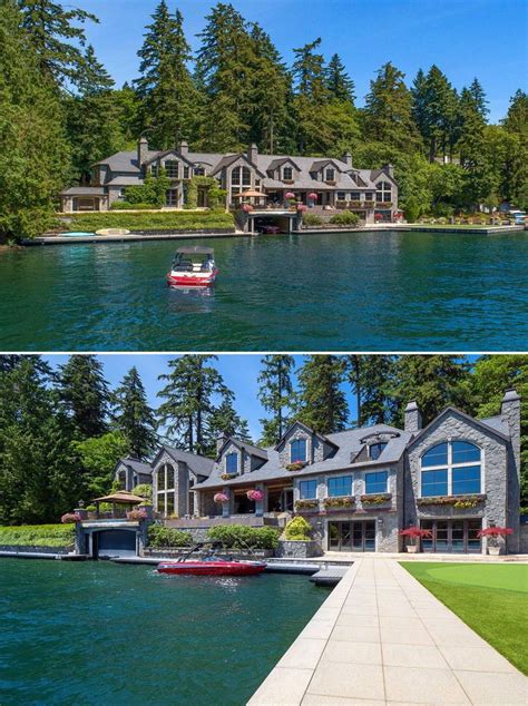 Magnificent Lakefront Mansion with Private Boat Dock | Lake view house ...