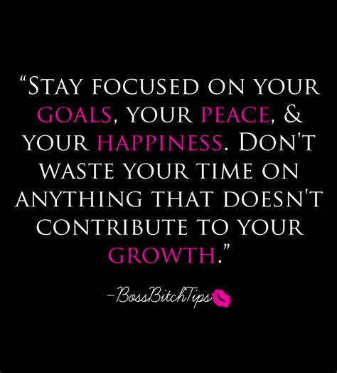 Stay focused on your goals, your peace and your happiness. Don't waste your time on anything ...