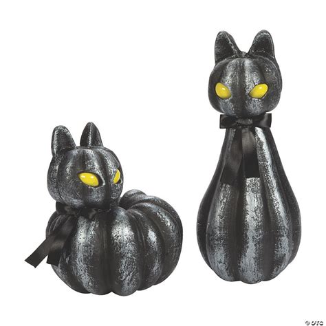 Pumpkin Black Cat Light-Up Halloween Decorations | Oriental Trading