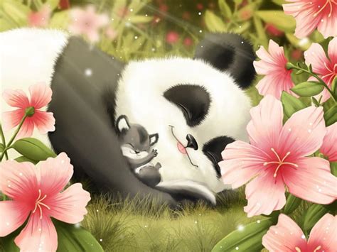 Cute Panda and Cub HD desktop wallpaper : Widescreen : High Definition ...