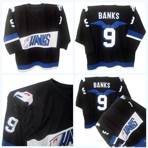 2020 Mighty Ducks Movie Jersey Hawks Adam Banks #9 Mens 100% Stitched ...