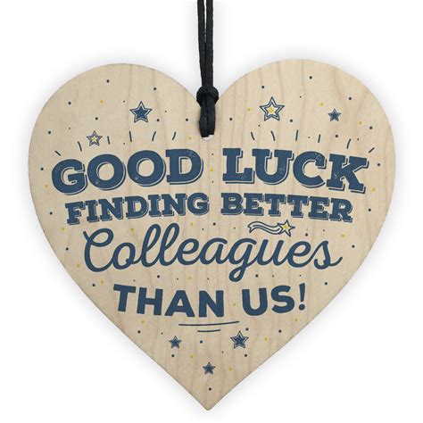 Good Luck Colleague Leaving Gift Wooden Heart Sign Thank You