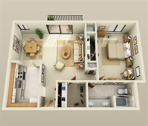 1 Bedroom Apartment/House Plans | One bedroom house, One bedroom house plans, 1 bedroom house plans