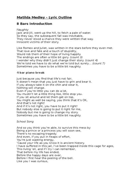 Matilda Medley Lyrics | PDF | Leisure