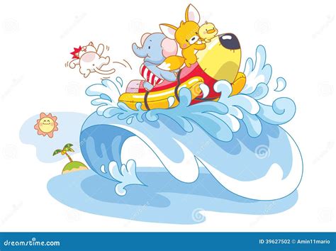 Animals Playing on the Beach Stock Illustration - Illustration of color, illustrator: 39627502