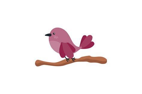 Bird Cartoon Sitting on Branch Graphic by geniusfit · Creative Fabrica