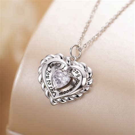 Heart-shaped Birthstone Necklace with Custom Engraving - GetNameNecklace