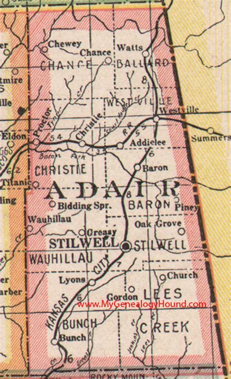 Adair County, Oklahoma 1922 Map