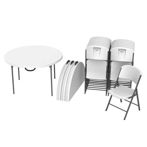 Lifetime (4) 48-Inch Round Fold-In-Half Tables and (16) Chairs Set, 80819 - saiitt