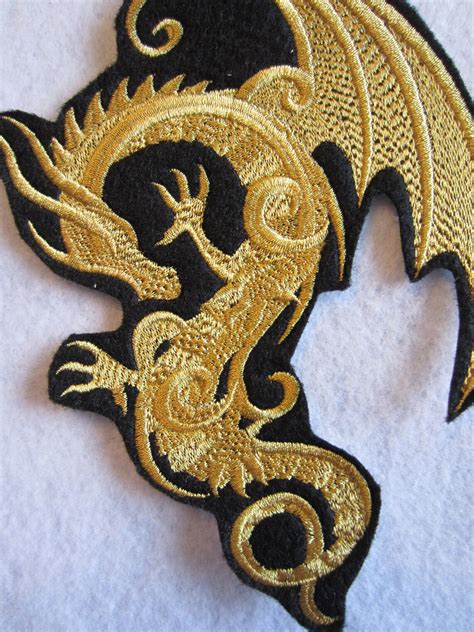 Large Embroidered Winged Dragon Iron on Patch Dragon Patch - Etsy