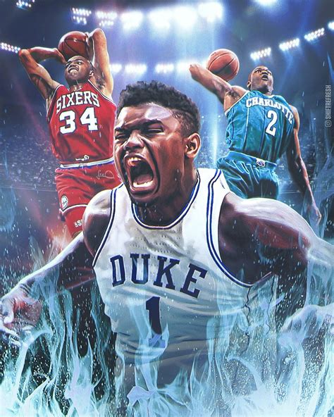 007 Zion Williamson DUKE Dunk Hot Basketball NBA Poster | Etsy