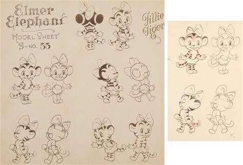 Elmer Elephant Tillie Tiger Preliminary Model Sheet Artwork and Studio ...