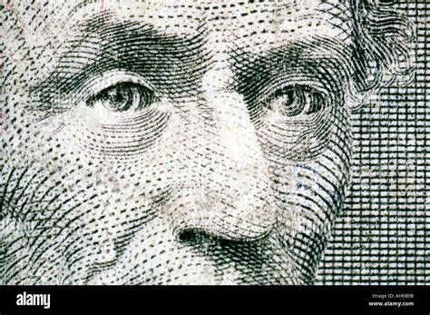 Abraham Lincoln close up on United States five dollar bill Stock Photo - Alamy