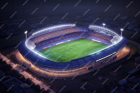 Premium AI Image | football stadium at night top view of a soccer stadium at night with the ...