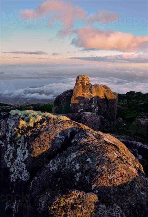 Image of Dusk on Mount Wellington Summit - Austockphoto