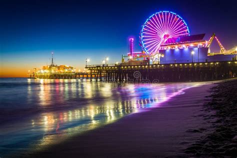 The Santa Monica Pier at Night Editorial Stock Photo - Image of beach, night: 51127848