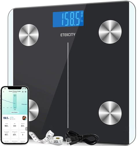 Etekcity Smart Rechargeable Scale for Body Weight and Fat Percentage, Accurate Digital Bathroom ...