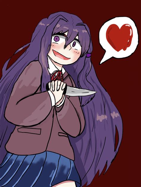 Yuri loves her knife very much~! (by @ramunemikansoda on Twitter~!) : r/DDLC