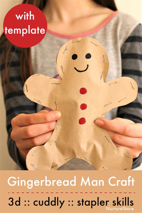 easy gingerbread man craft with template printable 3d Gingerbread Man Crafts Preschool ...