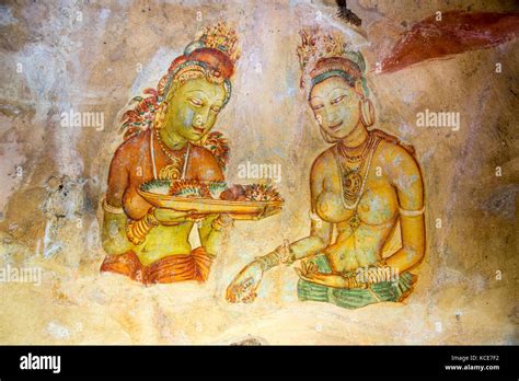 Sigiriya rock cave wall paintings hi-res stock photography and images - Alamy