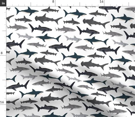 Shark Fabric Shark Fabric by Andrea Lauren Shark Nautical - Etsy