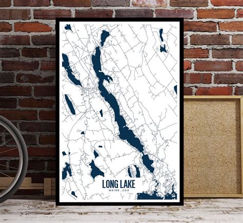 Long Lake Lake Map Long Lake Maine Print Long Lake Naples | Etsy