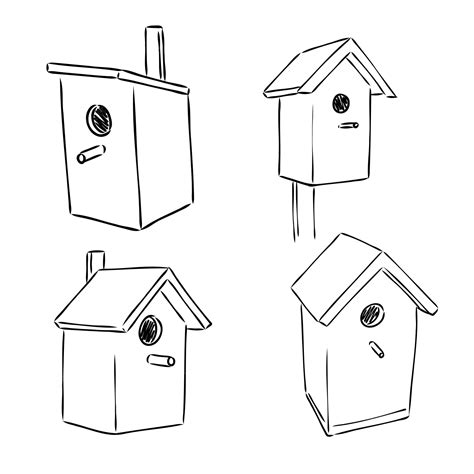 Cajas de anidación dibujadas a mano doodle birdhouse en estilo boceto ...