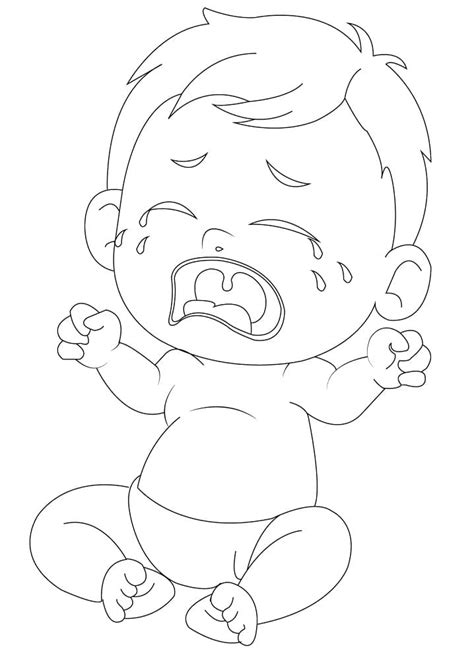 Baby Boy Crying Coloring Page - Free Printable Coloring Pages for Kids