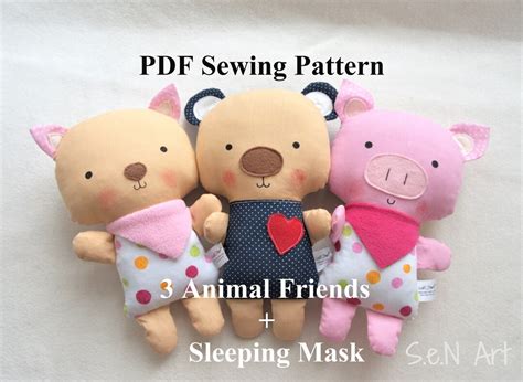 Teddy Bear Kitty Pig Soft Toy PDF Sewing Pattern and Tutorial DIY Teddy ...