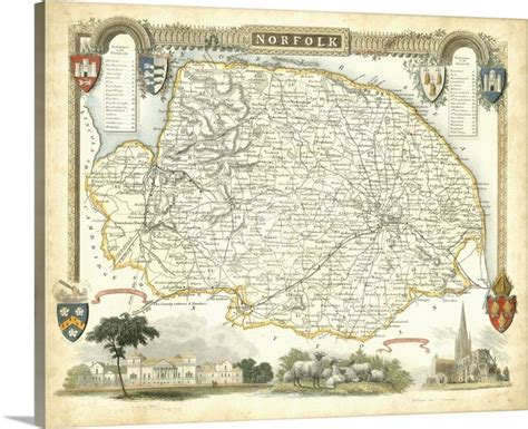 Map of Norfolk | Wrapped canvas art, Art prints, Canvas art prints