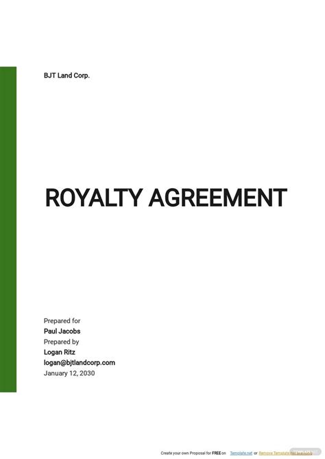 Royalty Agreement Templates - Documents, Design, Free, Download ...